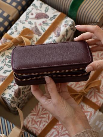 Burgundy Medium Travel Jewellery box