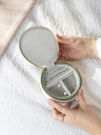 Seafoam Round Travel Jewellery Box