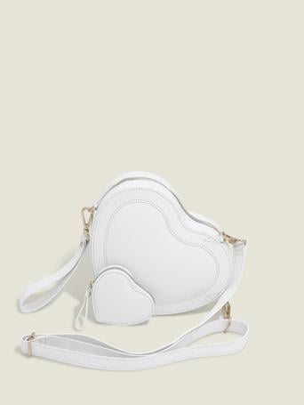 White Pebble Heart Shoulder Bag