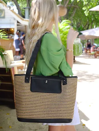 Black Raffia Tote Bag