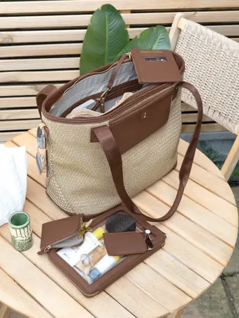 Tan Raffia Tote Bag
