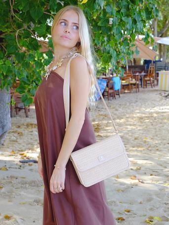 Blush Raffia Crossbody Bag