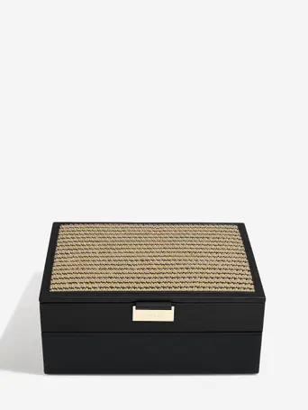 Black Raffia Classic Jewellery Box Set of 2