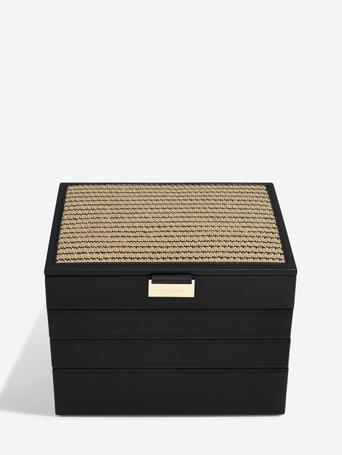 Black Raffia Classic Jewellery Box Set of 4
