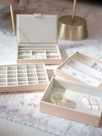 Blush Raffia Classic Jewellery Box Set of 4