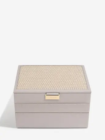 Taupe Raffia Classic Jewellery Box Set of 3