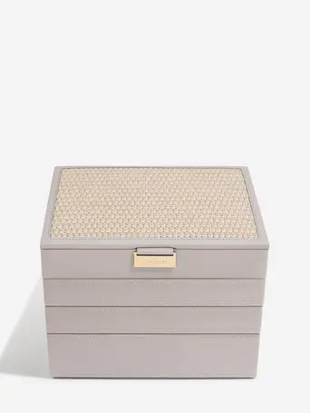 Taupe Raffia Classic Jewellery Box Set of 4