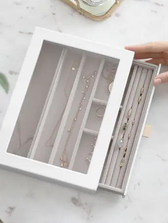 Pebble White Classic Jewellery Box Display Drawer