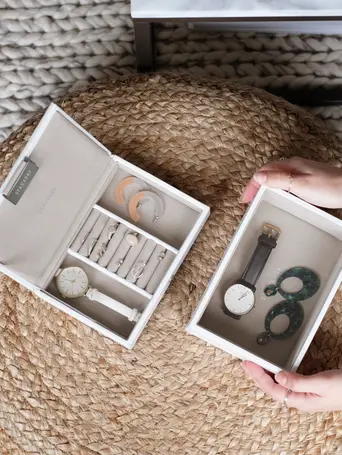 White Mini Jewellery Box Set of 2
