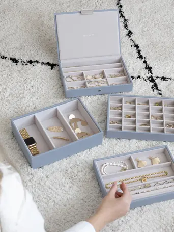 Dusky Blue Classic Jewellery Box Set of 4