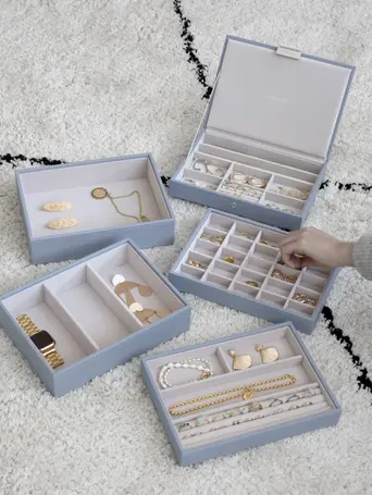 Dusky Blue Classic Jewellery Box Set of 5