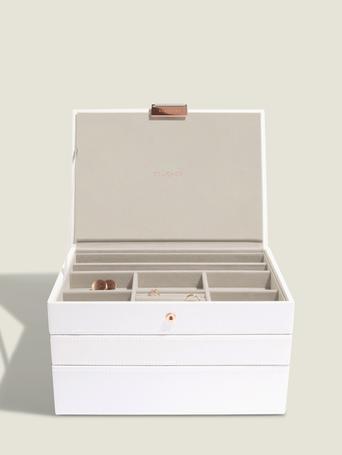 White & Rose Gold Classic Jewellery Box Set of 3