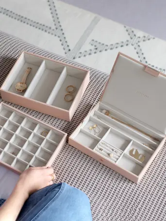 Blush Pink Classic Jewellery Box Set of 3