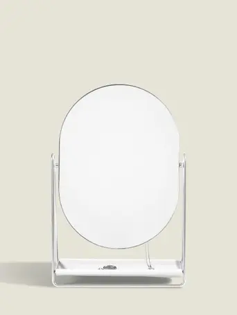 Pebble White & Chrome Dressing Table Mirror & Jewellery Stand