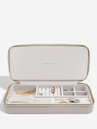 Taupe Sleek Necklace Zipped Jewellery Box