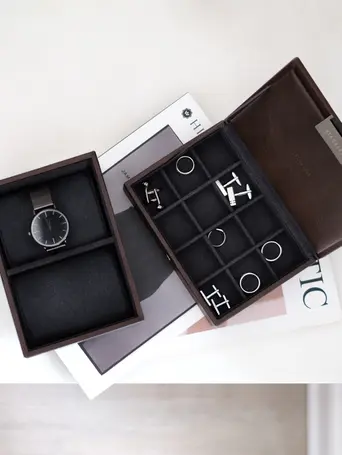Brown Mini Watch & Cufflink Box
