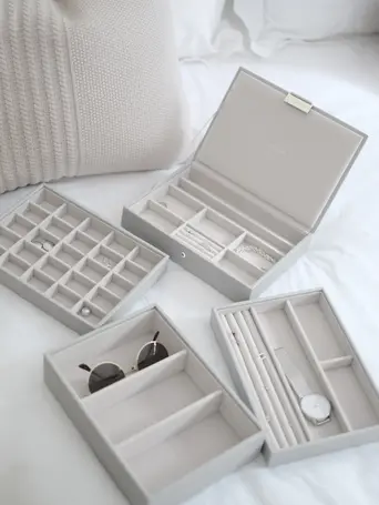 Pebble Grey Classic Jewellery Box Set of 4