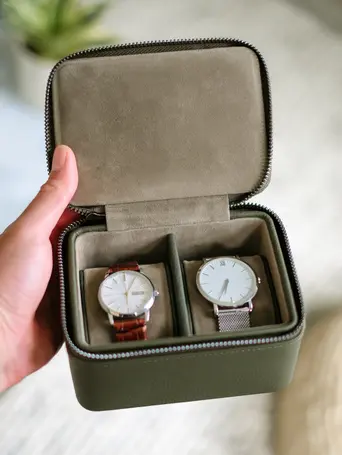 Olive Green Large Zipped Watch Box