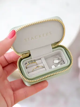 Sage Green Petite Zipped Jewellery Box