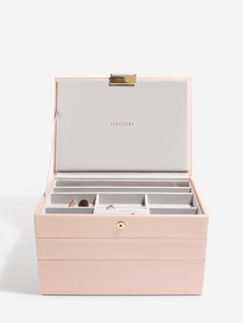 Blush Pink & Champagne Gold Classic Jewellery Box Set of 3