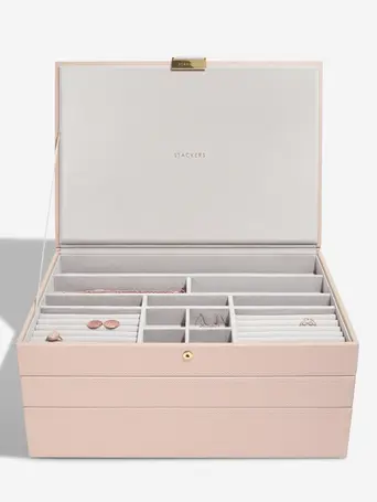 Blush Pink & Champagne Gold Supersize Jewellery Box Set of 3
