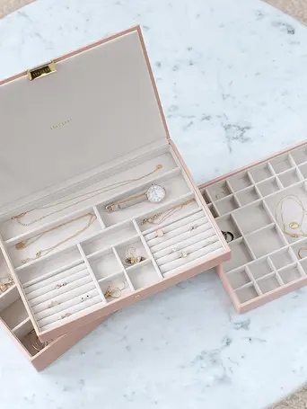 Blush Pink & Champagne Gold Supersize Jewellery Box Set of 3