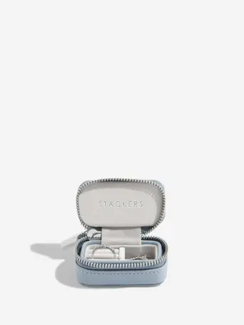 Dusky Blue Petite Zipped Jewellery Box