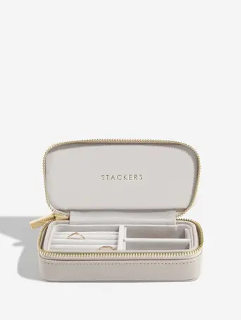 Taupe Medium Zipped Travel Jewellery Box