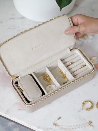 Taupe Large Zipped Jewellery Box