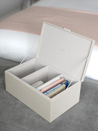 Oatmeal & Brushed Gold Medium Storage Box