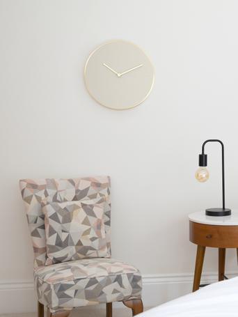 Oatmeal & Brushed Gold PU Clock