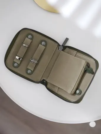 Olive Green Compact Jewellery Roll