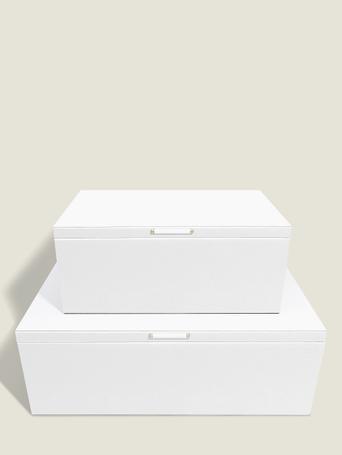 Pebble White & Brushed Gold Set of 2 Storage Boxes
