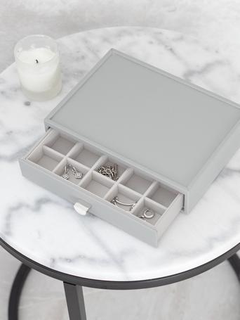 Szkatułka na biżuterię Stackers Pebble 15 komorowa classic kamienna szarość z szufladą