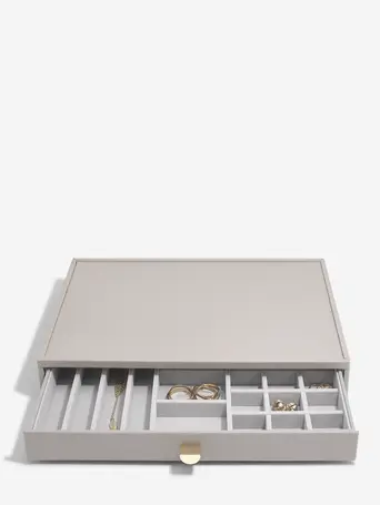Szkatułka na biżuterię Stackers 19 komorowa supersize taupe z szufladą