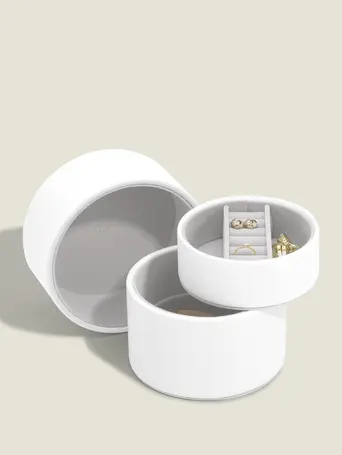 Pebble White Bedside Table Jewellery Box Pod