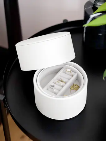 Pebble White Bedside Table Jewellery Box Pod