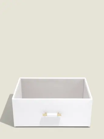 Pebble White Storage Box with Handle