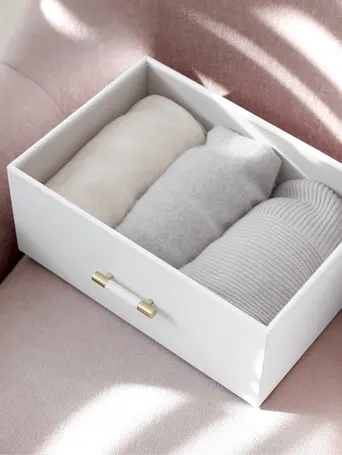 Pebble White Storage Box with Handle