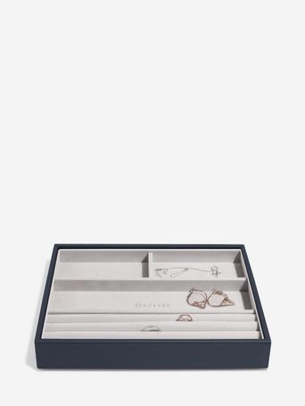 Navy Pebble Classic Ring & Bracelet Layer
