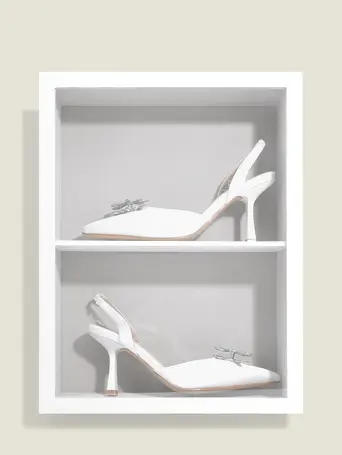 White Shoe Glass Display Frame