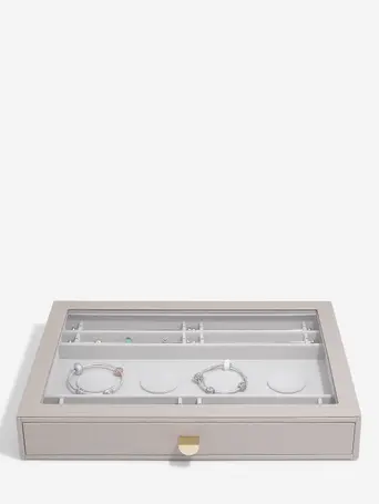 Szkatułka na charmsy Stackers supersize taupe z szufladą i szklaną pokrywką