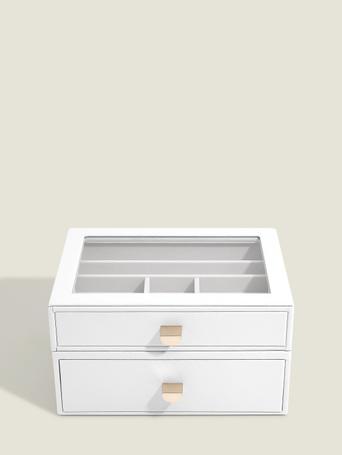 Pebble White Classic Display Jewellery Box Set of 2