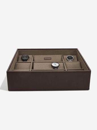 STACKER WATCHBOX 15 PC OPEN BROWN WITH KHAKI
