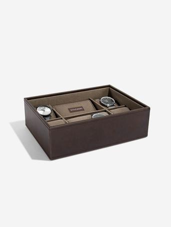 STACKER WATCHBOX 8 PC BROWN WITH KHAKI