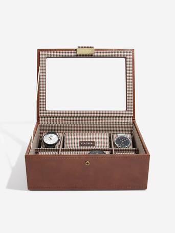 STACKER WATCHBOX 8 PC TOP TAN WITH CHECK