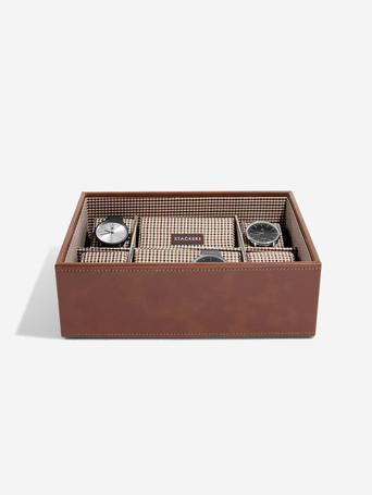 STACKER WATCHBOX 8 PC TAN WITH CHECK