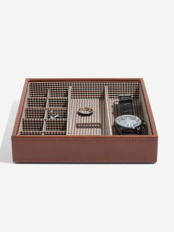 STACKER MEN LARGE TAN WITH CHECK CUFFLINK