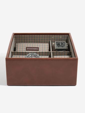 STACKER MEN LARGE TAN WITH CHECK WATCHES
