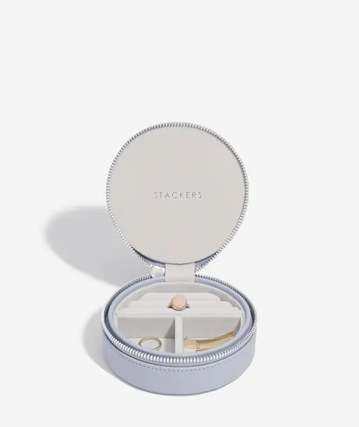 Lavender Round Zipped Travel Jewellery Box
